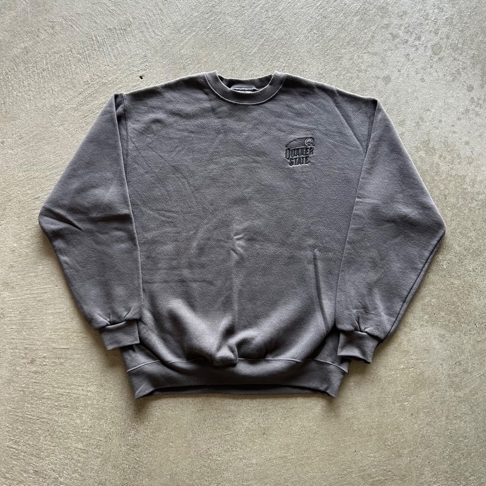 Vintage 90s Quaker State Sweatshirt Size Medium Gray‎ Crewneck Nascar Motor Oil